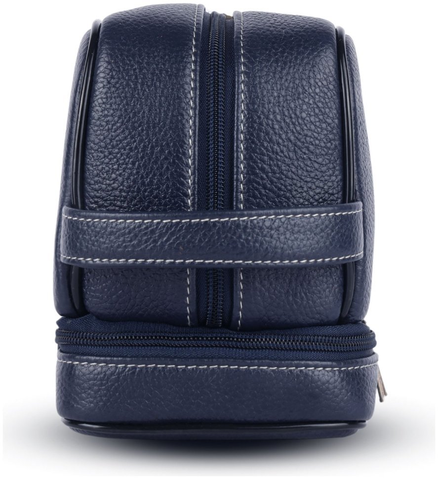 Большой несессер на 2 отделения из натуральной фактурной кожи Hammonds Flycatcher TC4003 синего цвета 108044 modnotak фото №4