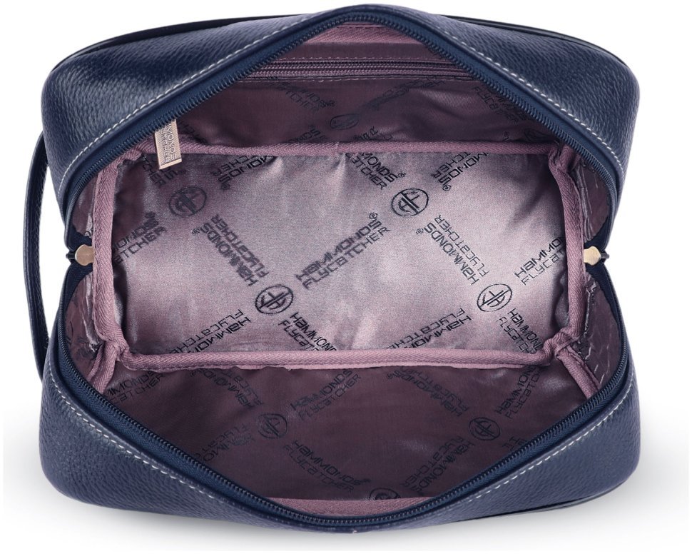 Большой несессер на 2 отделения из натуральной фактурной кожи Hammonds Flycatcher TC4003 синего цвета 108044 modnotak фото №7