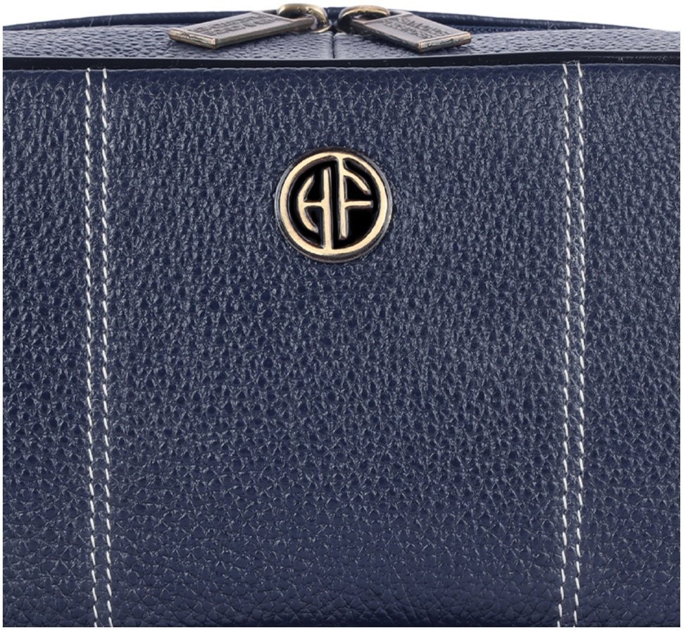 Большой несессер на 2 отделения из натуральной фактурной кожи Hammonds Flycatcher TC4003 синего цвета 108044 modnotak фото №8