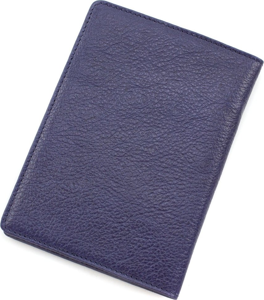 Обкладинка для паспорта з фактурної шкіри синього кольору KARYA (092-044)