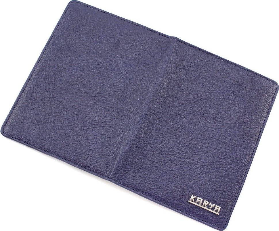 Обкладинка для паспорта з фактурної шкіри синього кольору KARYA (092-044)