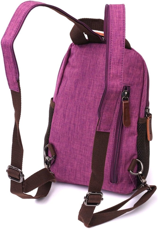 Фиолетовая женская сумка-рюкзак среднего размера из текстиля Vintage 2422147