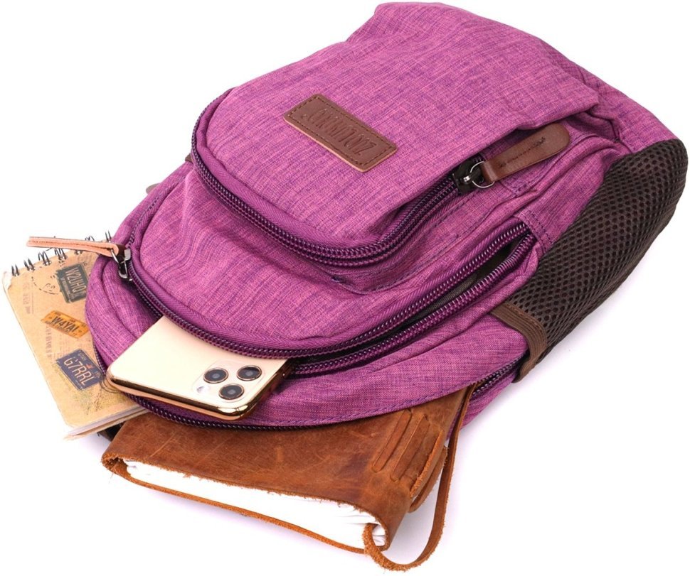 Фіолетова жіноча сумка-рюкзак середнього розміру з текстилю Vintage 2422147