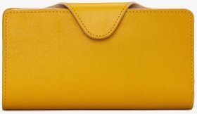 Вместительный кожаный женский кошелек желтого цвета Yoshi Y1311 45 на кнопке 108544