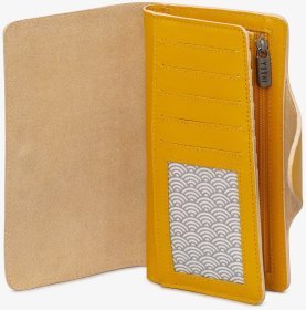 Вместительный кожаный женский кошелек желтого цвета Yoshi Y1311 45 на кнопке 108544