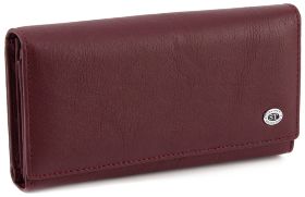 Бордовый кожаный кошелек под много карточек ST Leather (16666)