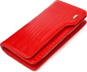Женское кошелек-клатч красного цвета из натуральной кожи под рептилию CANPELLINI (2421534)