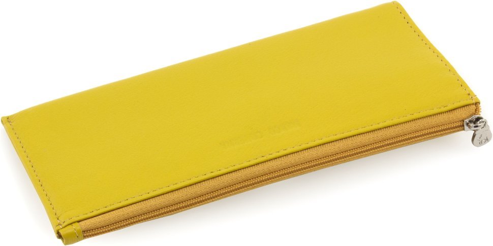 Тонкий женский кошелек желтого цвета из натуральной кожи Marco Coverna 68644