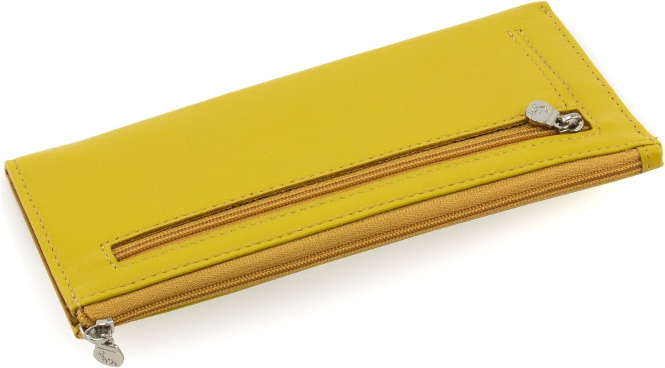 Тонкий жіночий гаманець жовтого кольору з натуральної шкіри Marco Coverna 68644