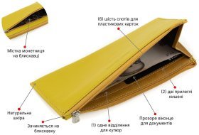 Тонкий женский кошелек желтого цвета из натуральной кожи Marco Coverna 68644