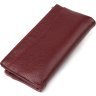 Бордовий жіночий гаманець із натуральної зернистої шкіри з хлястиком на кнопці CANPELLINI (2421636) - 2