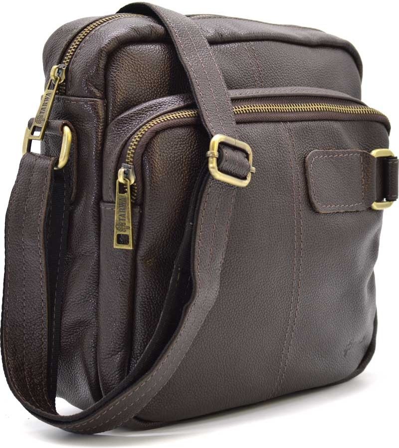 Чоловіча сумка наплечна невеликого розміру з натуральної шкіри з дрібно-вираженою фактурою TARWA (21681)
