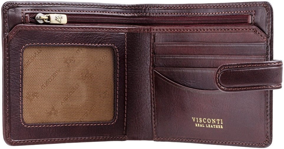 Маленький мужской кошелек из натуральной кожи коричневого цвета без монетницы Visconti Massa 68944