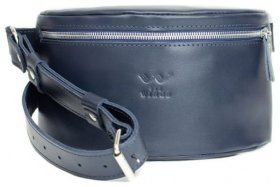 Темно-синяя кожаная сумка-бананка на пояс BlankNote 78944