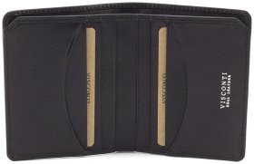Чорне чоловіче портмоне з високоякісної натуральної шкіри без застібки Visconti Xavi 69044
