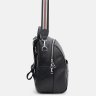 Жіночий шкіряний рюкзак-сумка чорного кольору на блискавці Ricco Grande (59144) - 4