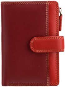 Красный кожаный женский кошелек среднего размера с хлястиком на кнопке Visconti 69244
