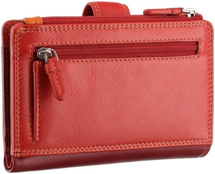 Красный кожаный женский кошелек среднего размера с хлястиком на кнопке Visconti 69244