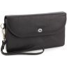 Класичний чорний гаманець-клатч з натуральної шкіри з клапаном ST Leather (14034) - 1