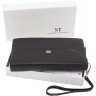 Класичний чорний гаманець-клатч з натуральної шкіри з клапаном ST Leather (14034) - 7