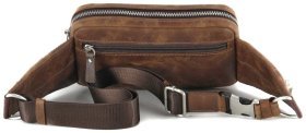 Добротна чоловіча сумка-бананка з натуральної коричневої шкіри Tom Stone (10924)
