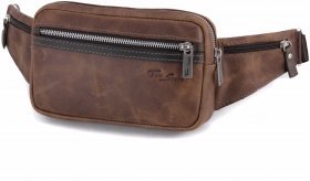 Добротна чоловіча сумка-бананка з натуральної коричневої шкіри Tom Stone (10924)