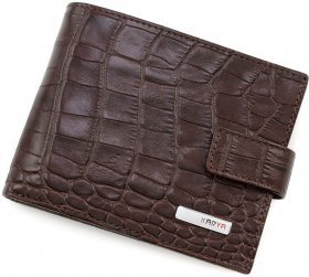 Класичний чоловічий гаманець зі шкіри коричневого кольору з блоком під документи KARYA (15534)