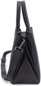 Черная женская сумка среднего размера из натуральной кожи с ручками KARYA 69744