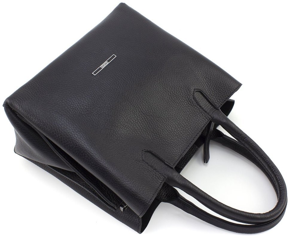 Черная женская сумка среднего размера из натуральной кожи с ручками KARYA 69744