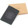 Кожаная обложка для паспорта в зеленом цвете с рисунком герба Украины - BlankNote (50245) - 8