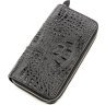 Стильний гаманець чорного кольору з натуральної шкіри крокодила CROCODILE LEATHER (024-18571) - 1