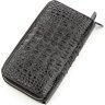 Стильный кошелек черного цвета из натуральной кожи крокодила CROCODILE LEATHER (024-18571) - 2