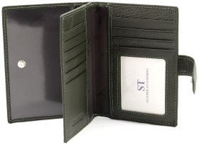 Обкладинка шкіряна для документів, паспорта та карток ST Leather 90845 зелений колір