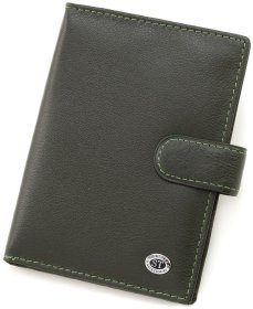 Обкладинка шкіряна для документів, паспорта та карток ST Leather 90845 зелений колір