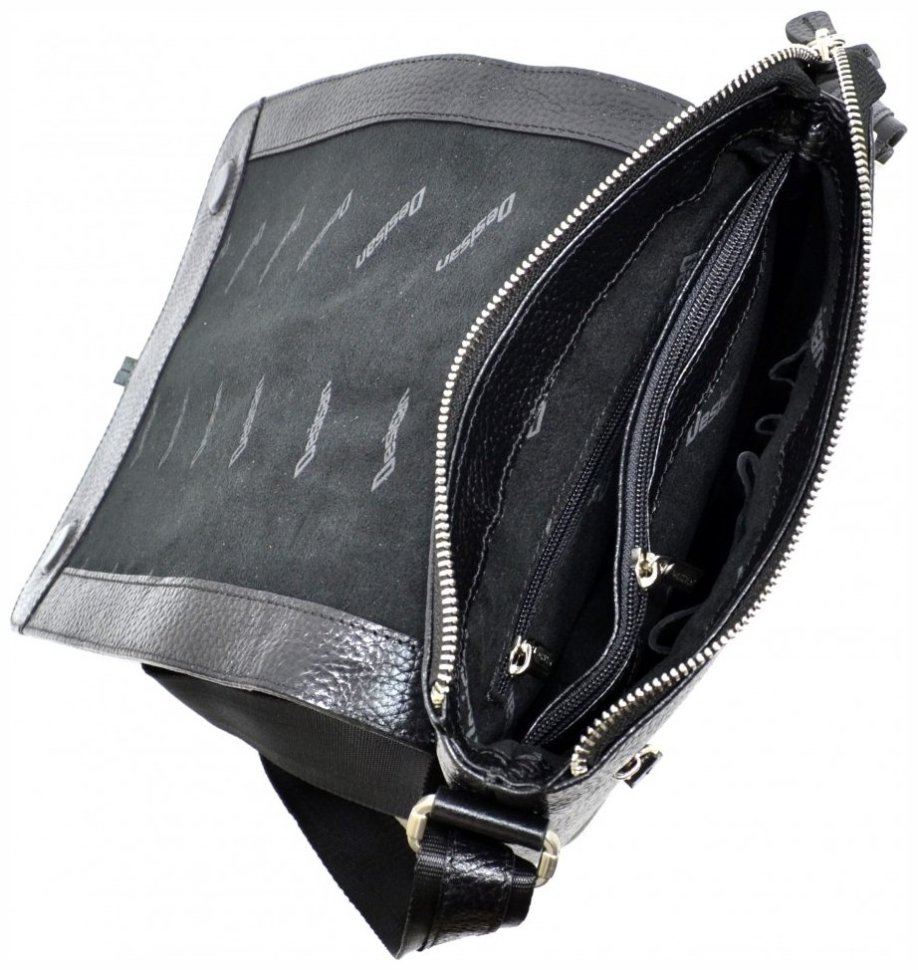 Мужская наплечная сумка из натуральной кожи DESISAN 81345 Черная фото №5 Мужская наплечная сумка из натуральной кожи DESISAN 81345 Черная modnotak фото №5