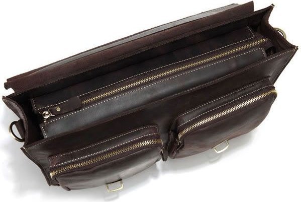 Вантажний портфель темно-коричневого кольору з натуральної шкіри VINTAGE STYLE (14086)