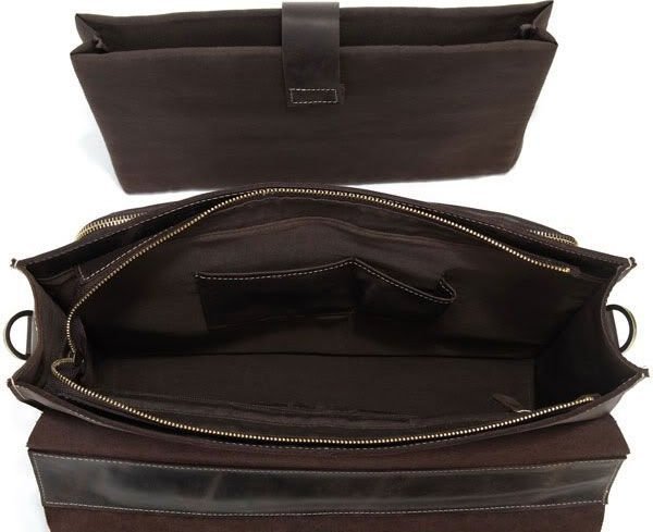 Вантажний портфель темно-коричневого кольору з натуральної шкіри VINTAGE STYLE (14086)