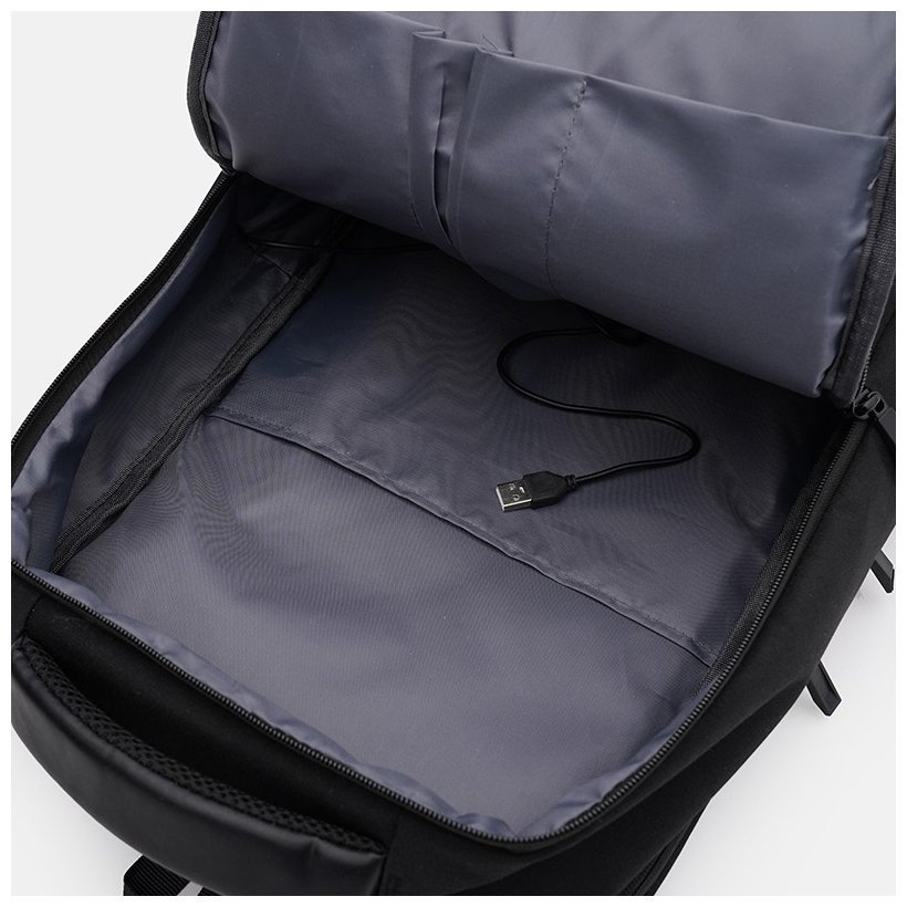 Вместительный мужской рюкзак из черного текстиля с отсеком для ноутбука Monsen 71545