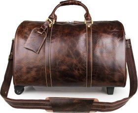 Стильна шкіряна дорожня сумка на двох колесах VINTAGE STYLE (14254)