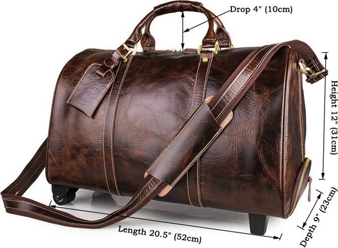 Стильна шкіряна дорожня сумка на двох колесах VINTAGE STYLE (14254)