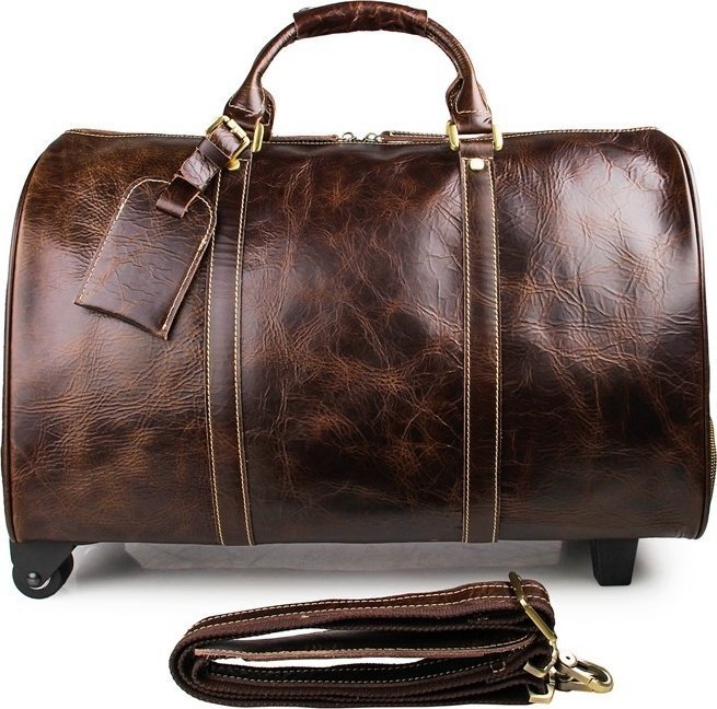 Стильная кожаная дорожная сумка на двух колесах VINTAGE STYLE (14254) modnotak фото №4