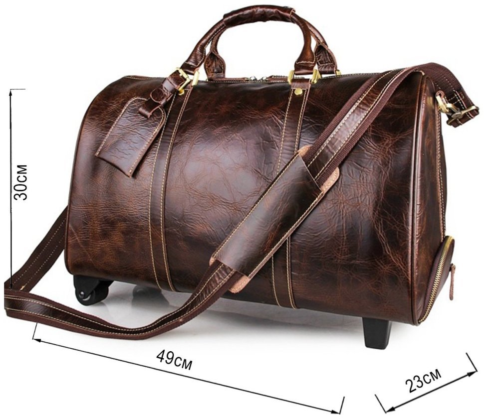 Стильная кожаная дорожная сумка на двух колесах VINTAGE STYLE (14254) modnotak фото №11