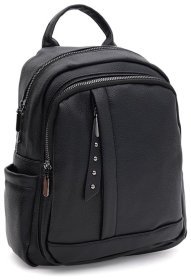 Стильный средний женский рюкзак из кожзама черного цвета Monsen 71845