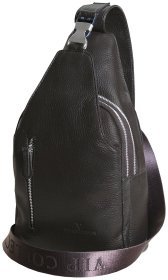 Мужская слинг сумка из кожи флотар коричневого цвета Vip Collection 102345