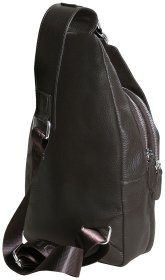 Мужская слинг сумка из кожи флотар коричневого цвета Vip Collection 102345