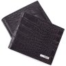 Солидное мужское портмоне из черной кожи с тиснением KARYA (0910-53) - 1