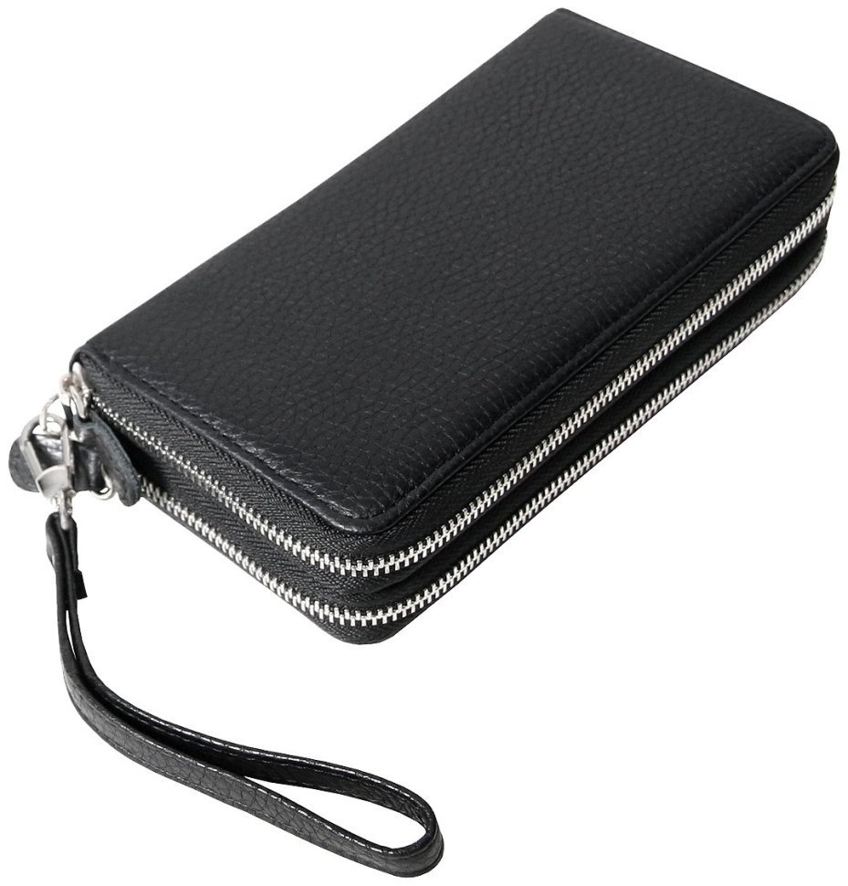 Барсетка-клатч на дві блискавки із зернистої шкіри Vip Collection 102645 (чорний колір) фото №2 Барсетка-клатч на дві блискавки із зернистої шкіри Vip Collection 102645 (чорний колір) modnotak фото №2