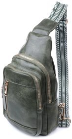 Модная женская слинг сумка из кожзама Vintage 22745 Зеленый