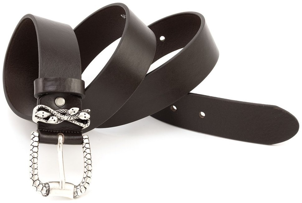 Стильный дизайнерский итальянский ремень с эмлемой змей на пряжке Gherardini 40798 темно-коричневый modnotak фото №4