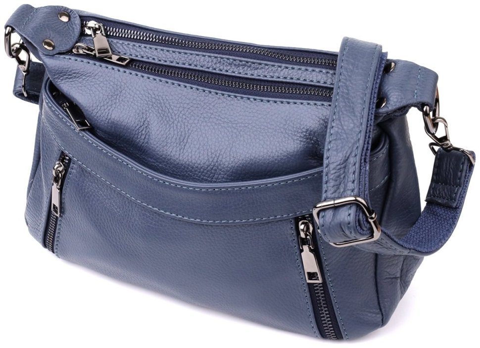 Повседневная женская сумка из фактурной кожи синего цвета Vintage 103145 modnotak фото №1